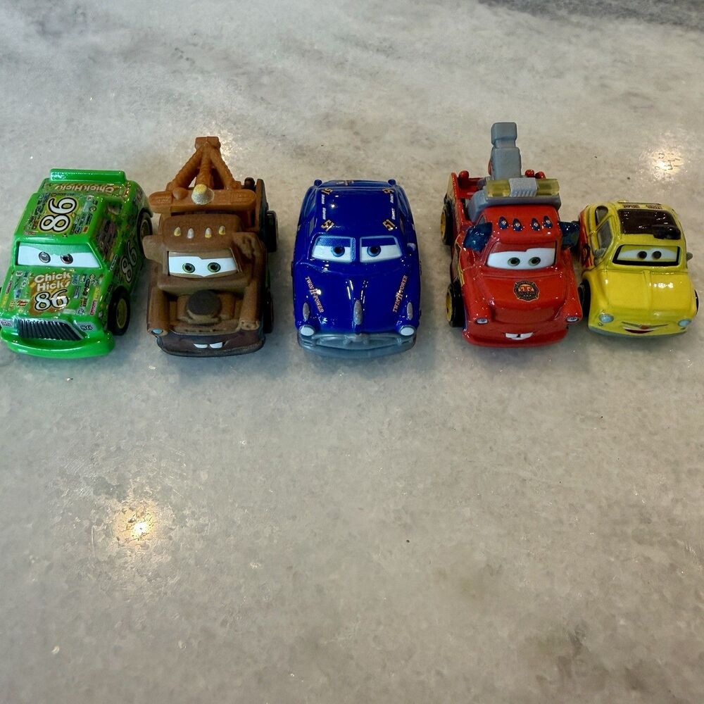 Lot Of 5 Disney Pixar Cars Mini Racers Mater Race & Rescue Hudson Hornet